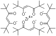 四(2,2,6,6-四甲基-3,5-庚二酮酸)锆分子结构 (CAS 18865-74-2)