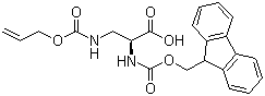 结构式 CAS# 188970-92-5, Fmoc-3-[[(烯丙氧基)羰基]氨基]-L-丙氨酸; N-芴甲氧羰基-3-[[(烯丙氧基)羰基]氨基]-L-丙氨酸