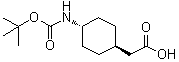 structure of CAS# 189153-10-4, trans-4-[[(1,1-Dimethylethoxy)carbonyl]amino]cyclohexaneacetic acid
