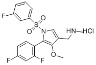 structure of CAS# 1902954-87-3, Abeprazan hydrochloride;1-[5-(2,4-difluorophenyl)-1-(3-fluorophenyl)sulfonyl-4-methoxypyrrol-3-yl]-N-methylmethanamine hydrochloride