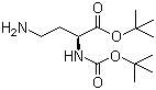 structure of CAS# 190447-69-9, (S)-2-tert-Butoxycarbonylamino-4-aminobutyric acid tert-butyl ester;(S)-4-Amino-2-[[(tert-Butoxy)carbonyl]amino]butanoic acid tert-Butyl ester