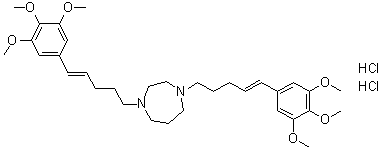 (E,E)-Hexahydro-1,4-bis[5-(3,4,5-trimethoxyphenyl)-4-pentenyl]-1H-1,4-diazepine dihydrochloride molecular structure (CAS 191089-60-8)