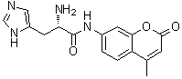 structure of CAS# 191723-64-5, (alphaS)-alpha-Amino-N-(4-methyl-2-oxo-2H-1-benzopyran-7-yl)-1H-imidazole-5-propanamide
