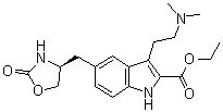 结构式 CAS# 191864-24-1, (S)-3-(2-二甲基氨基乙基)-5-(2-氧代-1,3-恶唑烷-4-基甲基)-1H-吲哚-2-羧酸乙酯