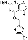 structure of CAS# 192441-08-0, Lomeguatrib;2-Amino-6-[(4-bromo-2-thienyl)methoxy]-9H-purine