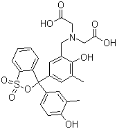 structure of CAS# 19329-67-0, Semixylenol Orange;N-(Carboxymethyl)-N-((2-hydroxy-5-(3-(4-hydroxy-3-methylphenyl)-3H-2,1-benzoxathiol-3-yl)-3-methylphenyl)methyl)glycine S,S-dioxide