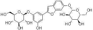 structure of CAS# 193483-95-3, Mulberroside F;3-[6-(beta-D-Glucopyranosyloxy)-2-benzofuranyl]-5-hydroxyphenyl beta-D-glucopyranoside