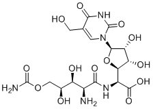 structure of CAS# 19396-06-6, Polyoxin B;Polar;(2S)-2-[[(2S,3S,4S)-2-amino-5-carbamoyloxy-3,4-dihydroxypentanoyl]amino]-2-[(2R,3S,4R,5R)-3,4-dihydroxy-5-[5-(hydroxymethyl)-2,4-dioxopyrimidin-1-yl]oxolan-2-yl]acetic acid