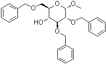 结构式 CAS# 19488-48-3, 甲基 2,3,6-三-O-苄基-alpha-D-吡喃葡萄糖苷
