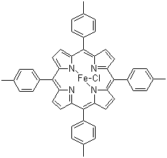 structure of CAS# 19496-18-5, 5,10,15,20-Tetra(4-methylphenyl)-21H,23H-porphine iron(III) chloride;meso-Tetratolylporphyrin-Fe(III)chloride