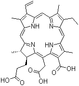 structure of CAS# 19660-77-6, Chlorin E6;(2S-trans)-18-Carboxy-20-(carboxymethyl)-13-ethyl-2,3-dihydro-3,7,12,17-tetramethyl-8-vinyl-21H,23H-porphine-2-propionic acid