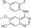 structure of CAS# 196603-96-0, 4-(4-Bromo-2-fluoroanilino)-7-hydroxy-6-methoxyquinazoline