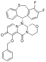 (R)-7-(Benzyloxy)-12-((S)-7,8-difluoro-6,11-dihydrodibenzo[b,e]thiepin-11-yl)-3,4,12,12a-tetrahydro-1H-[1,4]oxazino[3,4-c]pyrido[2,1-f][1,2,4]triazine-6,8-dione molecular structure (CAS 1985606-53-8)