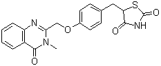 structure of CAS# 199113-98-9, Balaglitazone;5-[[4-[[3-Methyl-4-oxo-3,4-dihydro-2-quinazolinyl]methoxy]phenyl]methyl]thiazolidine-2,4-dione; DRF 2593; NN 2344