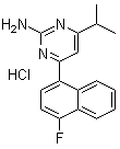 结构式 CAS# 199864-86-3, 4-(4-氟-1-萘基)-6-(1-甲基乙基)-2-嘧啶胺盐酸盐