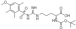 structure of CAS# 200122-49-2, N2-[(1,1-Dimethylethoxy)carbonyl]-N5-[imino[[(4-methoxy-2,3,6-trimethylphenyl)sulfonyl]amino]methyl]-D-ornithine