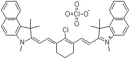 structure of CAS# 201024-57-9, IR-813 perchlorate;2-[2-[2-Chloro-3-[2-(1,3-dihydro-1,1,3-trimethyl-2H-benzo[e]indol-2-ylidene)-ethylidene]-1-cyclohexen-1-yl]-ethenyl]-1,1,3-trimethyl-1H-benzo[e]indolium perchlorate