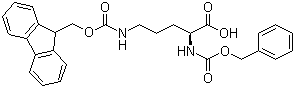 structure of CAS# 201048-68-2, N-Cbz-N'-Fmoc-L-ornithine;N5-[(9H-Fluoren-9-ylmethoxy)carbonyl]-N2-[(phenylmethoxy)carbonyl]-L-ornithine