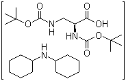 结构式 CAS# 201472-68-6, N-[叔丁氧羰基]-3-[[叔丁氧羰基]氨基]-L-丙氨酸和 N-环己基环己胺的化合物