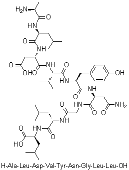 L-Alanyl-L-leucyl-L-alpha-aspartyl-L-valyl-L-tyrosyl-L-asparaginylglycyl-L-leucyl-L-leucine molecular structure (CAS 201935-76-4)