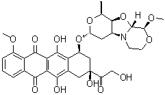 structure of CAS# 202350-68-3, PNU 159682;(8S,10S)-7,8,9,10-Tetrahydro-6,8,11-trihydroxy-8-(2-hydroxyacetyl)-1-methoxy-10-[[(1S,3R,4aS,9S,9aR,10aS)-octahydro-9-methoxy-1-methyl-1H-pyrano[4',3':4,5]oxazolo[2,3-c][1,4]oxazin-3-yl]oxy]-5,12-naphthacenedione