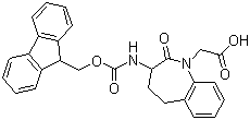 structure of CAS# 204322-78-1, 3-[[(9H-Fluoren-9-ylmethoxy)carbonyl]amino]-2,3,4,5-tetrahydro-2-oxo-1H-1-benzazepine-1-acetic acid;Fmoc-3-Amino-N-1-carboxymethyl-2,3,4,5-tetrahydro-1H-[1]-benzazepine-2-one