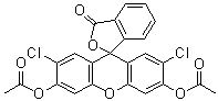 structure of CAS# 2044-85-1, 2',7'-Dichlorofluorescein diacetate;MFCD 37501
