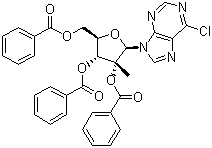 结构式 CAS# 205171-04-6, 6-氯-9-(2,3,5-三苯甲酰氧基-2-C-甲基-beta-D-呋喃核糖基)-9H-嘌呤