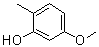 structure of CAS# 20734-74-1, 3-Methoxy-6-methylphenol;2-Methyl-5-methoxyphenol; 3-Hydroxy-4-methylanisole; 3-Methoxy-6-methylphenol; m-Hydroxy-p-methylanisole