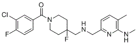 structure of CAS# 208109-38-0, F13714;3-Chloro-4-fluorophenyl-4-fluoro-4-([(5-methyl-6-methylamino-pyridin-2-ylmethyl)-amino]-methyl)-piperidin-1-yl-methanone