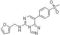 结构式 CAS# 2083627-02-3, N-(2-呋喃基甲基)-8-[4-(甲基磺酰基)苯基]-1,2,4-三唑并[4,3-c]嘧啶-5-胺