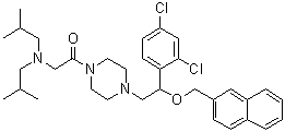 结构式 CAS# 2088939-99-3, 2-[双(2-甲基丙基)氨基]-1-[4-[2-(2,4-二氯苯基)-2-(2-萘基甲氧基)乙基]-1-哌嗪基]乙酮