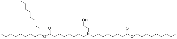 structure of CAS# 2089251-33-0, Lipid 5;nonyl 8-[(8-heptadecan-9-yloxy-8-oxooctyl)-(2-hydroxyethyl)amino]octanoate