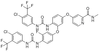 structure of CAS# 2098799-13-2, Regorafenib EP Impurity E;4-(4-(3-(4-Chloro-3-(trifluoromethyl)phenyl)ureido)-3-(4-(3-(4-chloro-3-(trifluoromethyl)phenyl)ureido)-3-fluorophenoxy)phenoxy)-N-methylpicolinamide