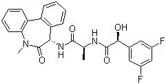 structure of CAS# 209984-57-6, LY 411575;(aS)-N-[(1S)-2-[[(7S)-6,7-Dihydro-5-methyl-6-oxo-5H-dibenz[b,d]azepin-7-yl]amino]-1-methyl-2-oxoethyl]-3,5-difluoro-alpha-hydroxybenzeneacetamide
