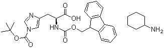 1-[(1,1-Dimethylethoxy)carbonyl]-N-[(9H-fluoren-9-ylmethoxy)carbonyl]-L-histidine compd. with cyclohexanamine molecular structure (CAS 210820-99-8)