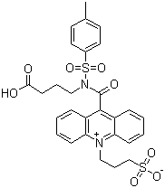 结构式 CAS# 211106-69-3, 10-(3-磺丙基)-N-对甲苯磺酰基-N-(3-羧丙基)吖啶鎓-9-甲酰胺
