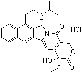 structure of CAS# 213819-48-8, Camtobell hydrochloride;(S)-4-Ethyl-4-hydroxy-11-[2-(isopropylamino)ethyl]-3,4,12,14-tetrahydro-1H-pyrano[3',4':6,7]indolizino[1,2-b]quinoline-3,14-dione hydrochloride