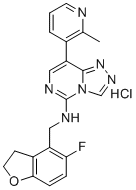 structure of CAS# 2170606-94-5, MAK-683 hydrochloride;N-[(5-fluoro-2,3-dihydro-1-benzofuran-4-yl)methyl]-8-(2-methylpyridin-3-yl)-[1,2,4]triazolo[4,3-c]pyrimidin-5-amine hydrochloride