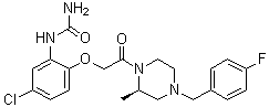 (2R)-1-[[[4-Chloro-2-(ureido)phenoxy]methyl]carbonyl]-2-methyl-4-(4-fluorobenzyl)piperazine molecular structure (CAS 217645-70-0)