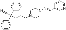 structure of CAS# 218136-59-5, SC 26196;alpha,alpha-Diphenyl-4-[(3-pyridinylmethylene)amino]-1-piperazinepentanenitrile