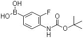 structure of CAS# 218301-87-2, 4-N-Boc-amino-3-fluorophenylboronic acid