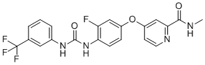 structure of CAS# 2188236-16-8, 4-(3-fluoro-4-(3-(3-(trifluoromethyl)phenyl)ureido)phenoxy)-N-methylpicolinamide