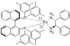 Dichloro[(R)-(+)-2,2'-bis[di(3,5-xylyl)phosphino]-1,1'-binaphthyl][(1R,2R)-(+)-1,2-diphenylethylenediamine]ruthenium(II) molecular structure (CAS 220114-38-5)