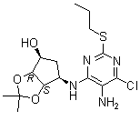 structure of CAS# 220241-60-1, (3aR,4S,6R,6aS)-6-[[5-Amino-6-chloro-2-(propylthio)-4-pyrimidinyl]amino]tetrahydro-2,2-dimethyl-4H-cyclopenta-1,3-dioxol-4-ol