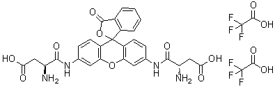 (3S,3'S)-4,4'-[(3-Oxospiro[isobenzofuran-1(3H),9'-[9H]xanthene]-3',6'-diyl)diimino]bis[3-amino-4-oxobutanoic acid] bis(trifluoroacetate) molecular structure (CAS 220846-63-9)