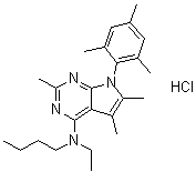 structure of CAS# 220953-69-5, N-Butyl-N-ethyl-2,5,6-trimethyl-7-(2,4,6-trimethylphenyl)-7H-pyrrolo[2,3-d]pyrimidin-4-amine monohydrochloride