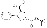 structure of CAS# 221142-28-5, trans-N-(tert-Butoxycarbonyl)-4-phenylpyrrolidine-3-carboxylic acid;Boc-(3R,4S)-trans-4-Phenyl-beta-proline
