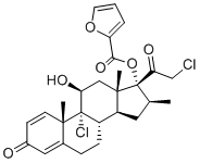 structure of CAS# 2231764-75-1, Mometasone EP Impurity S;6Ryw63P5NH;[(8S,9R,10S,11S,13S,14S,16S,17R)-9-chloro-17-(2-chloroacetyl)-11-hydroxy-10,13,16-trimethyl-3-oxo-6,7,8,11,12,14,15,16-octahydrocyclopenta[a]phenanthren-17-yl] furan-2-carboxylate