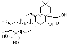 structure of CAS# 22327-82-8, Platycodigenin;2beta,3beta,16beta,23,24-pentahydroxy-olean-12-en-28-oic acid